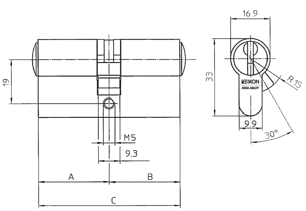 Двойной профильный цилиндр IKON P631