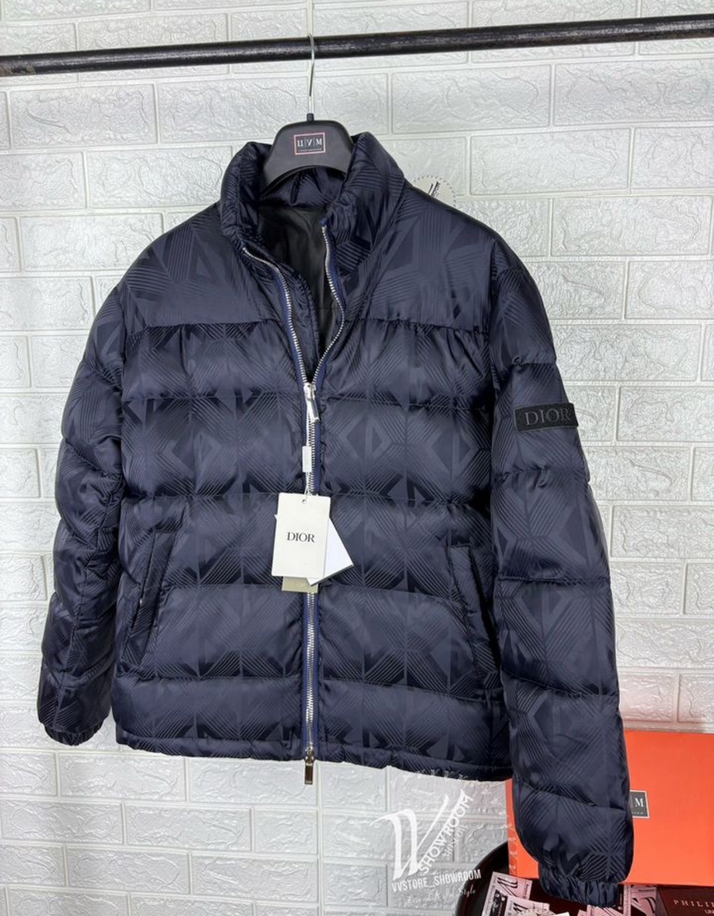 Пуховик CD Dior премиум темно-синий