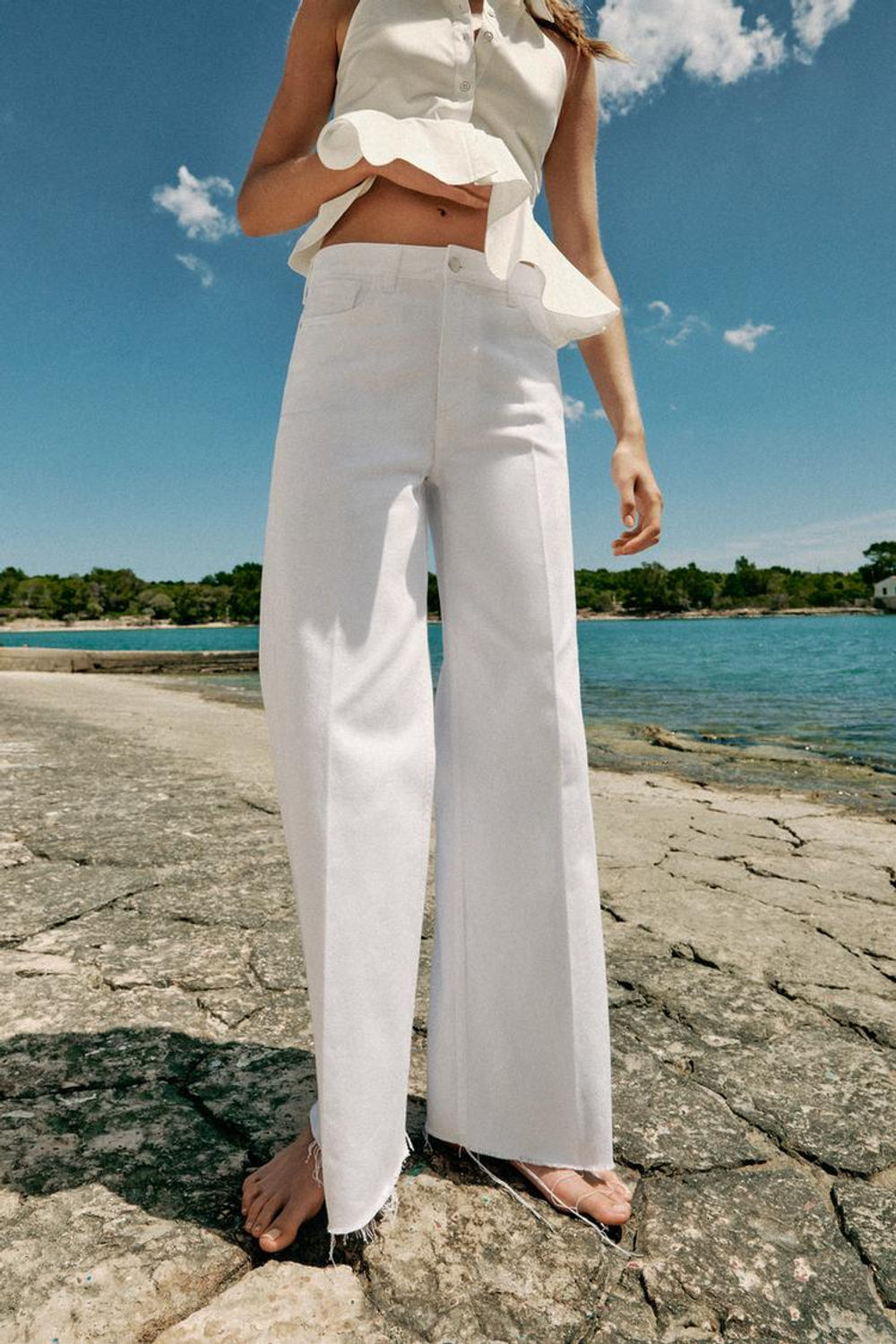 ZARA ДЖИНСЫ Z1975 STRAIGHT СО СРЕДНЕЙ ПОСАДКОЙ, БЕЛЫЙ