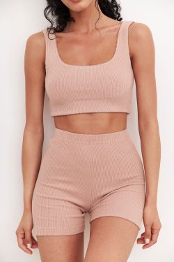 Кроп топ из лапши с пич-эффектом цвета мокко