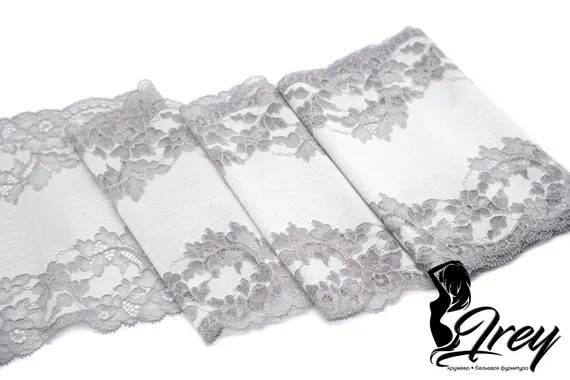 03-102 ОПТ Кружево эластичное 19 см, серый 166