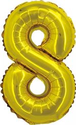 Шар с клапаном (16"/41 см) Цифра, 8, Золото