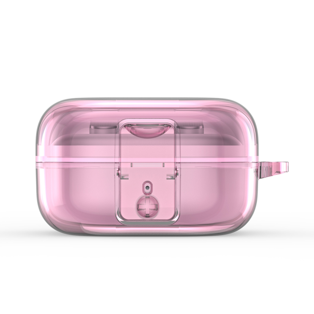 Чехол розового цвета из TPU для наушников Samsung Buds4 и Buds 4 Pro, серия SECI Series от Dux Ducis, в комплекте с карабином