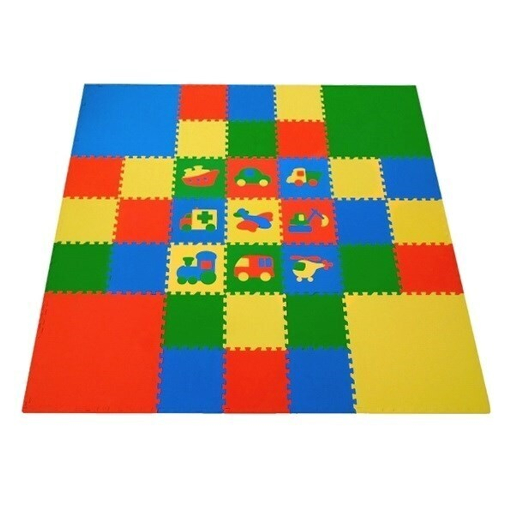 Коврик-пазл Экополимеры (54 плиты 30x30x0,9см, 4,41кв.м./уп) Транспорт+Мягкий пол