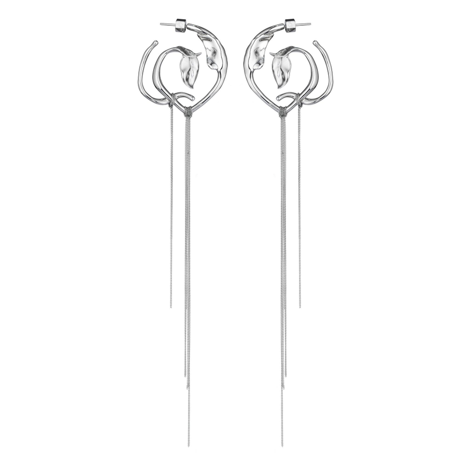 Серьги круглые с листьями