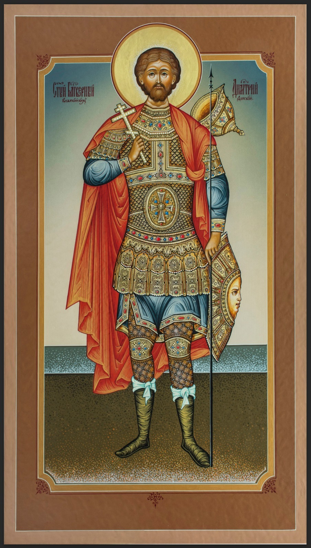 Икона святого благоверного князя Дмитрия (Димитрия) Донского на дереве на левкасе