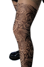 Чулки с имитацией татуировок (Размер: S-M-L) (Цвет: бежевый)