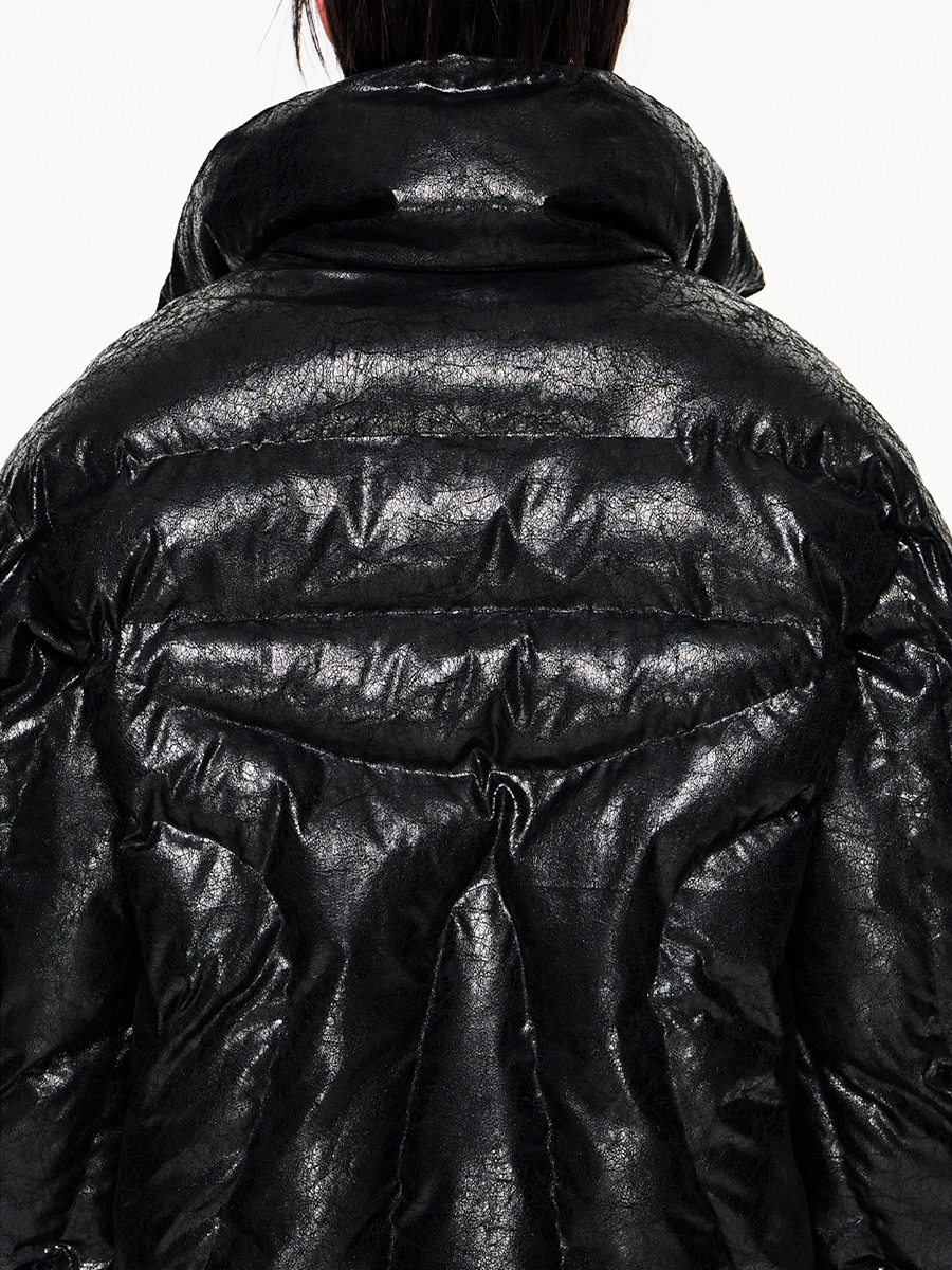 Пуховик BLIND "Crack" Leather Puffer Jacket