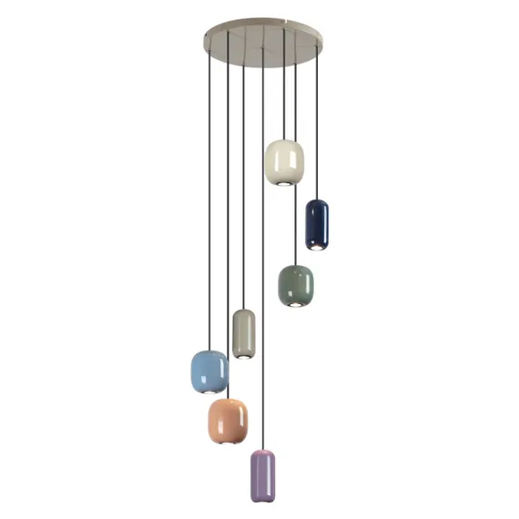 5053/7 PENDANT ODL24 000 цвет слонов.кости/мультиколор/металл Подвес GU10 LED 7*4W OVALI