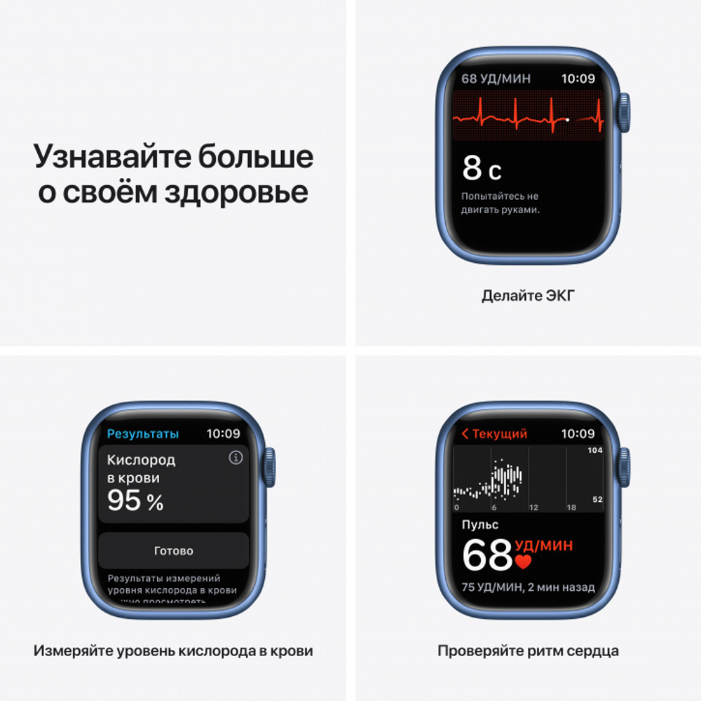 Apple Watch Series 7 45 мм, корпус из алюминия синего цвета цвета, спортивный ремешок «синий омут»
