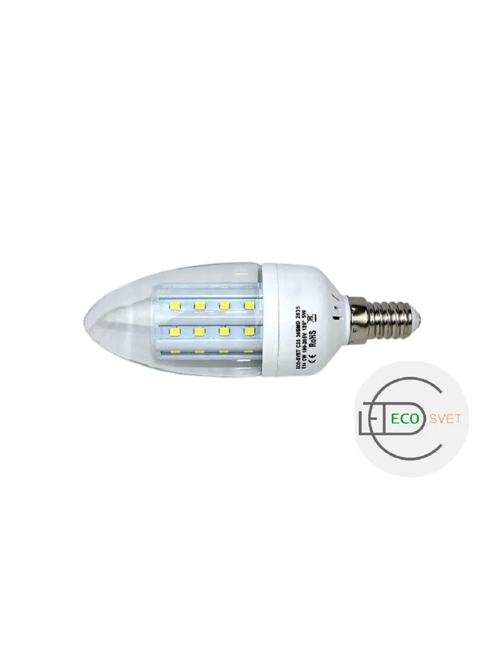 Светодиодная LED лампа С35 Е14 36LED 5W 5шт холод