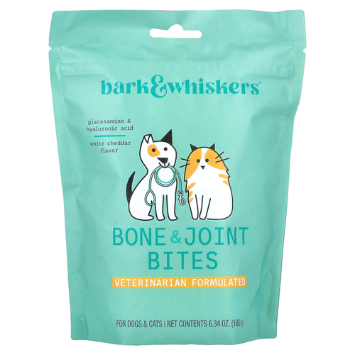 Dr. Mercola, Bark & Whiskers ™, для укусов костей и суставов, для собак и кошек, белый чеддер, 180 г (6,34 унции)