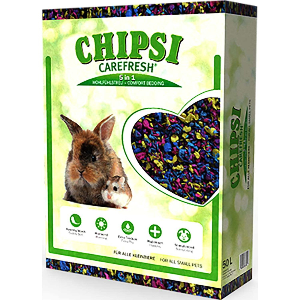 Наполнитель Chipsi Carefresh Confetti подстилка для мелких домашних животных и птиц, разноцветный, впитывающий 10 л