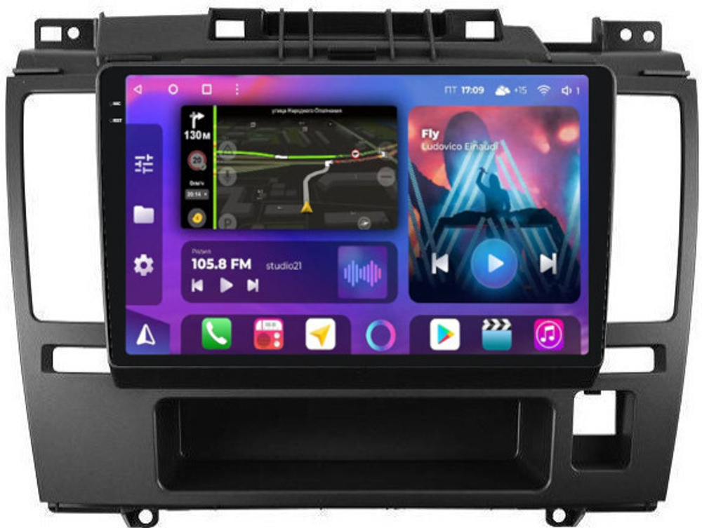 Магнитола для Nissan Tiida C11 2004-2013 (правый руль), Tiida Latio 2004-2012 (рамка графитовая) - FarCar BM1148M-2K монитор 9.5" 2K QLED на Android 14, TS10, 4+32Гб, CarPlay, 4G SIM-слот