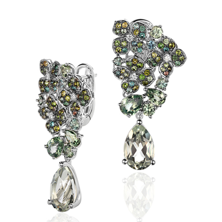 Серьги с бриллиантом  из белого золота JA-S-213501-3