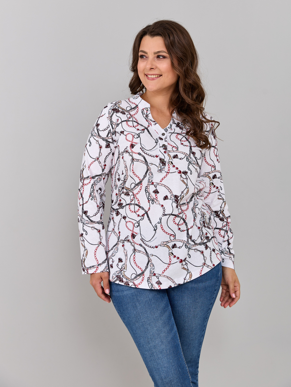 Блузка БЛ-22/белыйремни-цепи