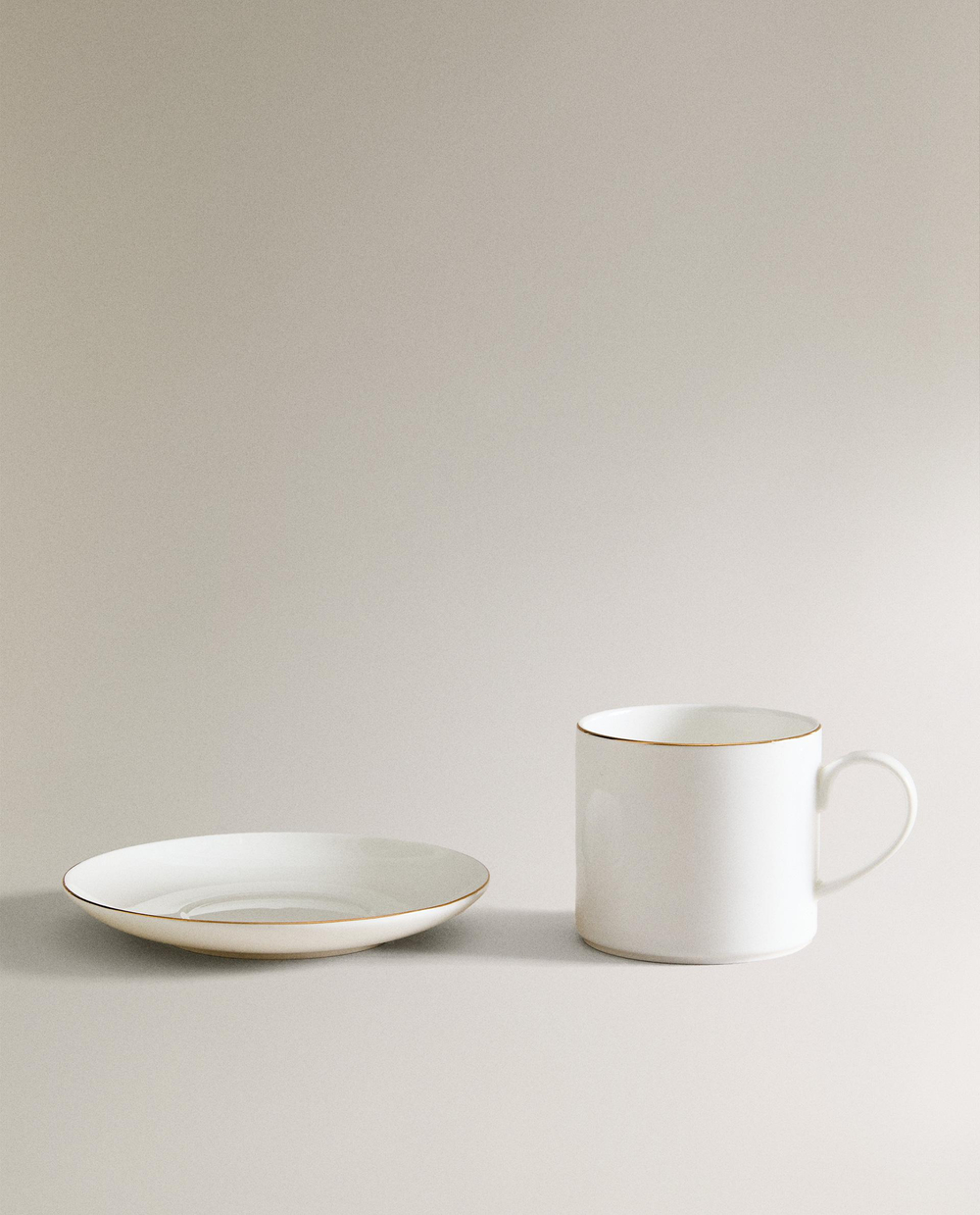 Zara Home чайная пара из костяного фарфора, цвет золотой, 12.9 см