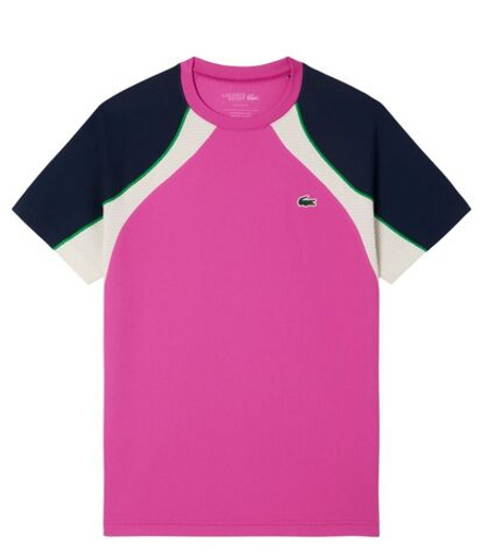Мужская теннисная футболка Lacoste Ultra Dry Colour-Block Tennis - Розовый