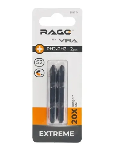 Биты двухсторонние 2 шт S2 PH2 x PH2 х 50 мм RAGE by VIRA