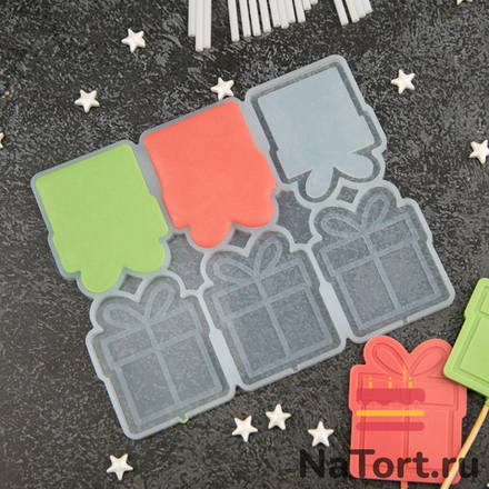 Силиконовая форма для леденцов «Подарок погремушка 3 в 1»