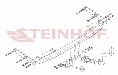 Фаркоп на Renault Megane III Grand Scenic 2009-2016 без подрезки бампера (паспорт и сертификат в комплекте)(без электрики) Steinhof.R-111