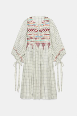ZARA ПЛАТЬЕ МИДИ ИЗ СМЕСОВОГО ЛЬНА — ZW COLLECTION, РАЗНОЦВЕТНЫЙ