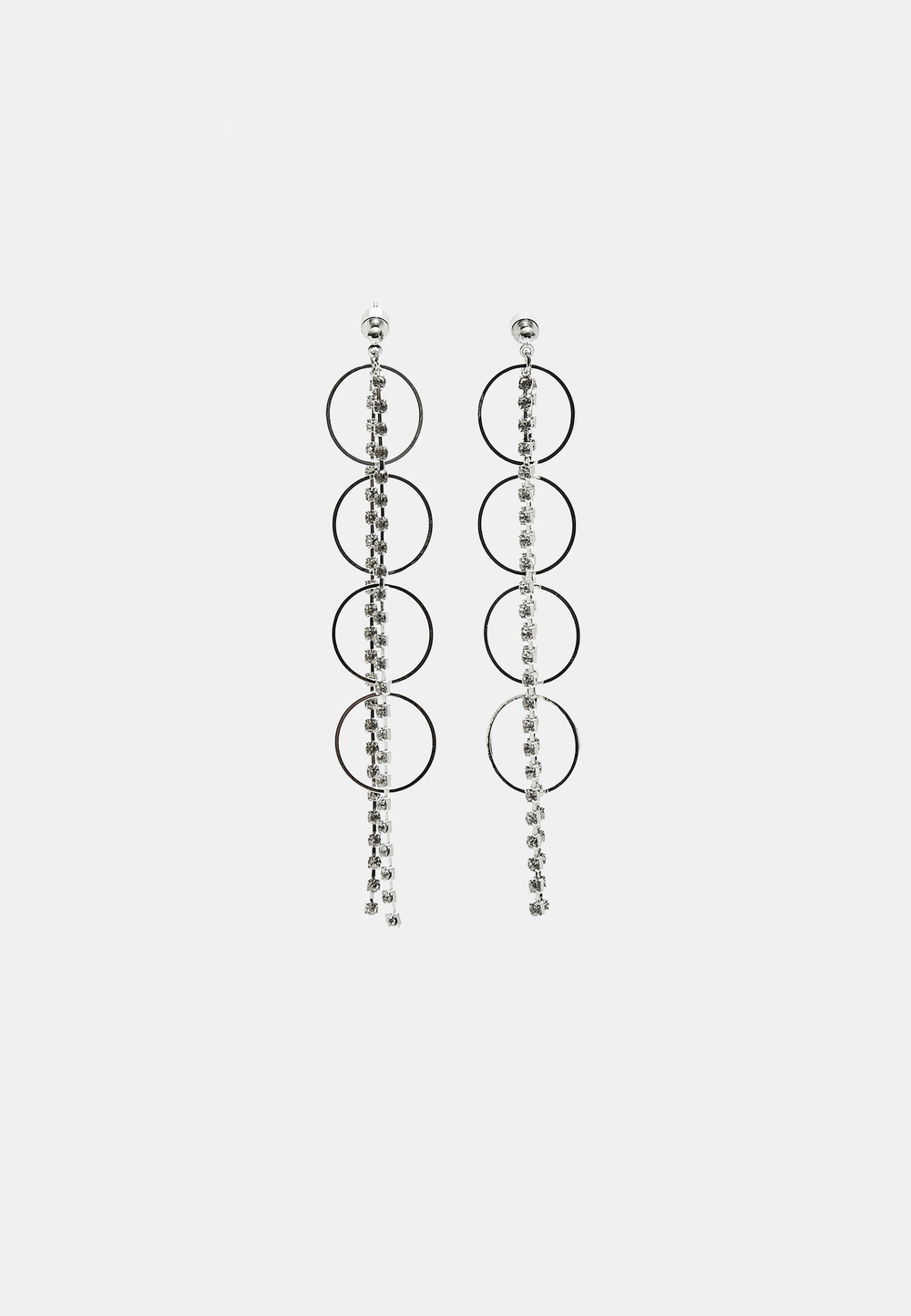 STRADIVARIUS Серьги-подвески со стразами, серый