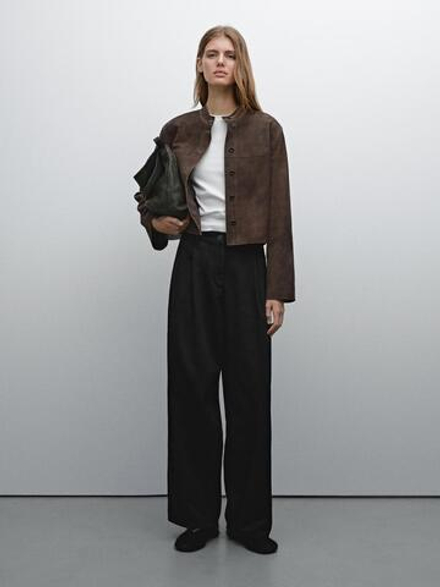 Massimo Dutti Брюки свободного кроя из смесового хлопка, черный