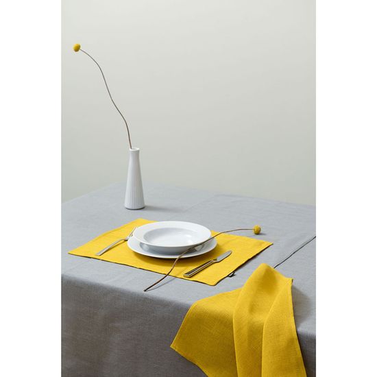 Салфетка под приборы из стираного льна горчичного цвета из коллекции essential, 35х45 см