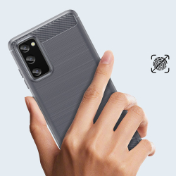 Серый мягкий чехол в стиле карбон на Samsung Galaxy S20 FE (Fan Edition), серия Carbon от Caseport