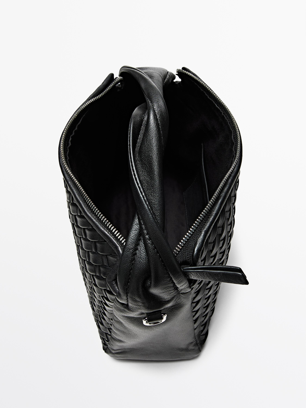 Massimo Dutti Сумка среднего размера из плетеной кожи наппа, черный