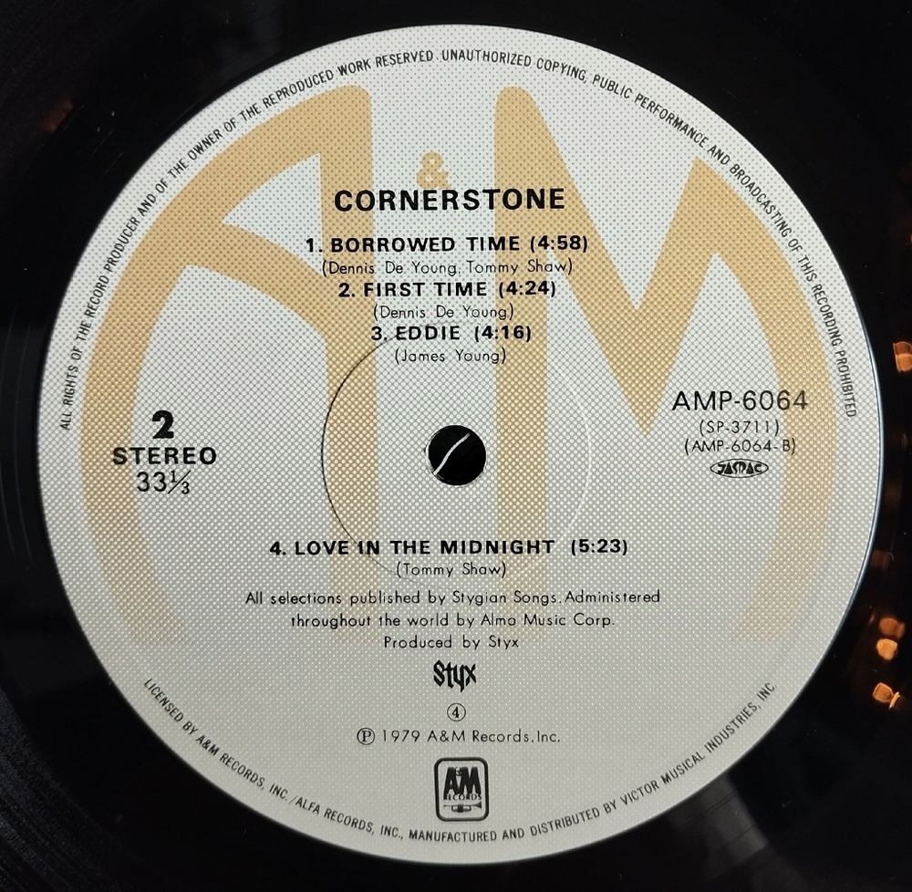 Винтажная виниловая пластинка LP Styx Cornerstone (Japan 1979) (Obi) Boat On The River