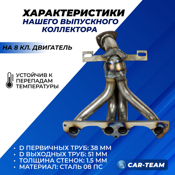 Вставка вместо штатного катализатора Лада Ларгус "Stinger" 4-1 для 8кл. двигателя (ВАЗ) под 2 датчика