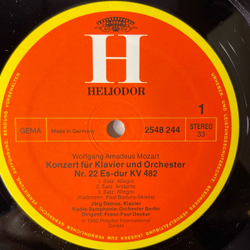 Винтажная виниловая пластинка LP W. A. Mozart Моцарт, J. Haydn Гайдн, Piano Concerto In E Flat Major, KV 482 Piano Concerto In D Major, Op. 21 (Германия 1977)