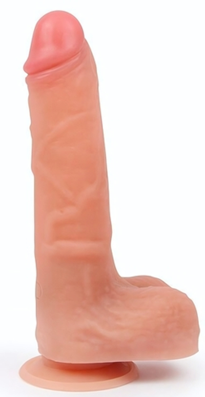 Телесный вибратор на присоске с возвратно-поступательным механизмом (Цвет: телесный)