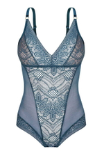 Боди Daniela из эластичной сетки и кружева (Размер: XL) (Цвет: грязно-синий)