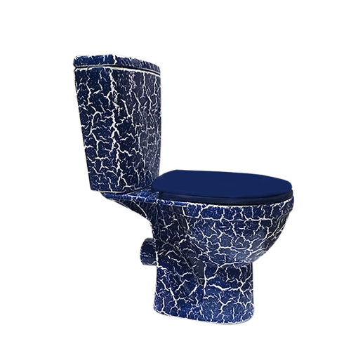 Унитаз-компакт "Рио" синий кракелюр (гориз, нижн, сид. полип., 2-кн.арм.) (Rosa)