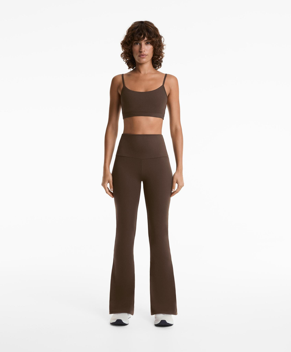 OYSHO Расклешенные брюки Comfortlux с высокой талией, темно-коричневый