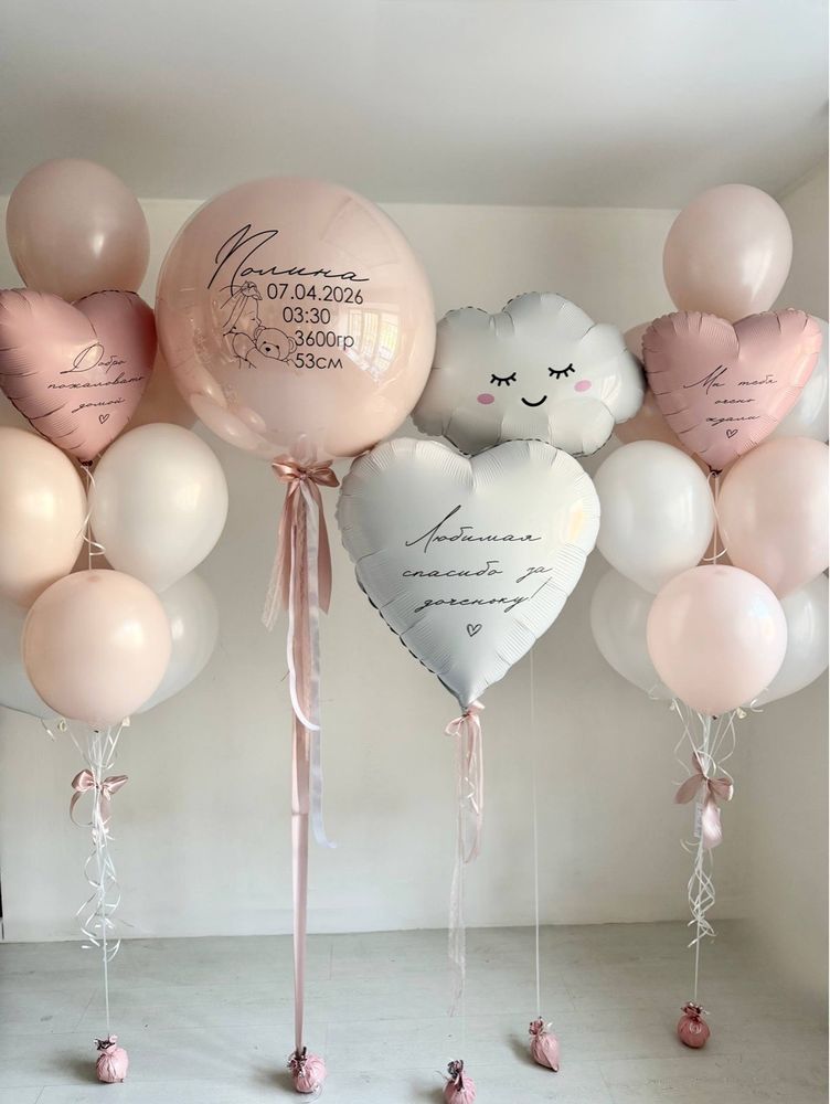 Пудровые шарики на выписку девочки с доставкой по Хабаровску №5021