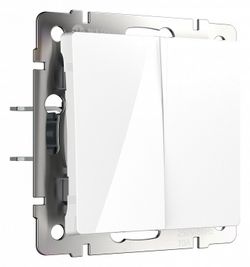 Выключатель самовозвратный двухклавишный без рамки Werkel белый матовый W1122401