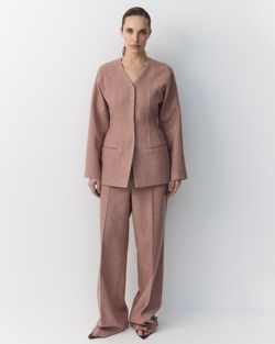 Жакет приталенный из шерсти Стелла Маккартни розовый меланж