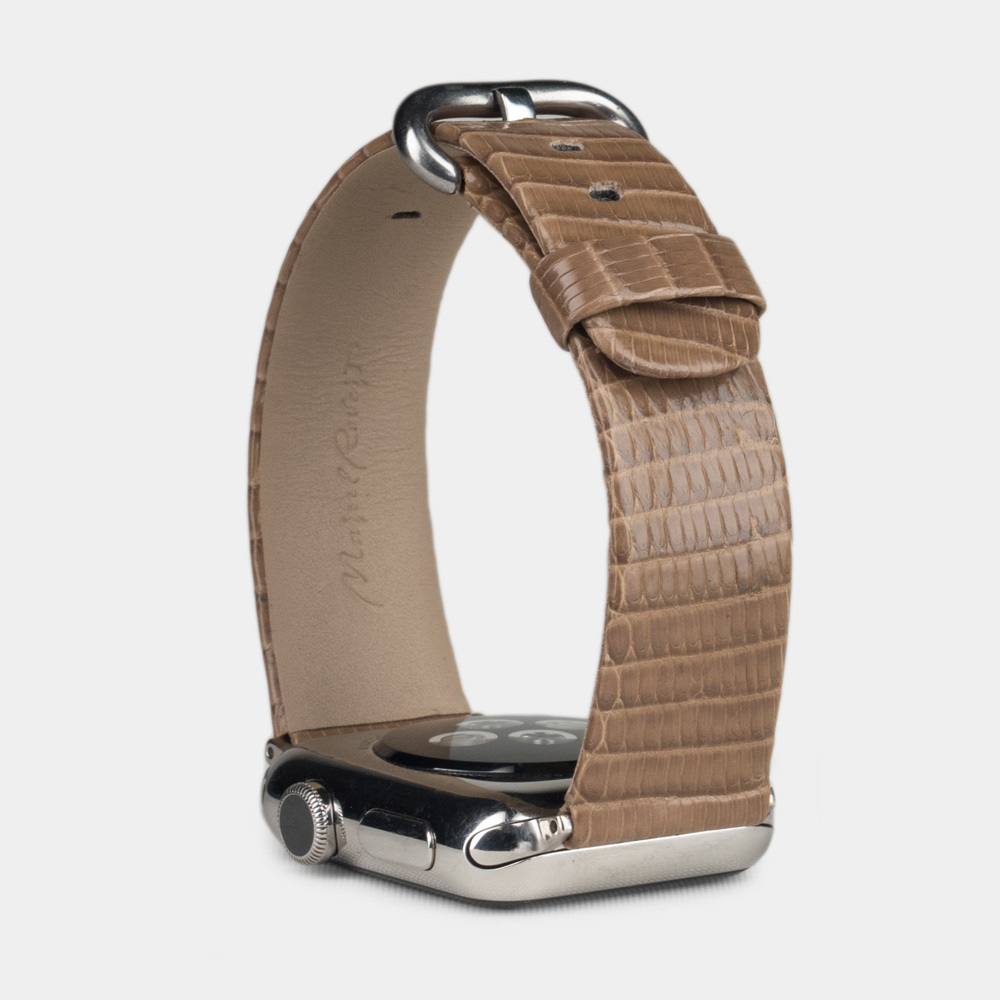 Ремешок для Apple Watch 44/45/46 mm из кожи ящерицы, цвета кофе