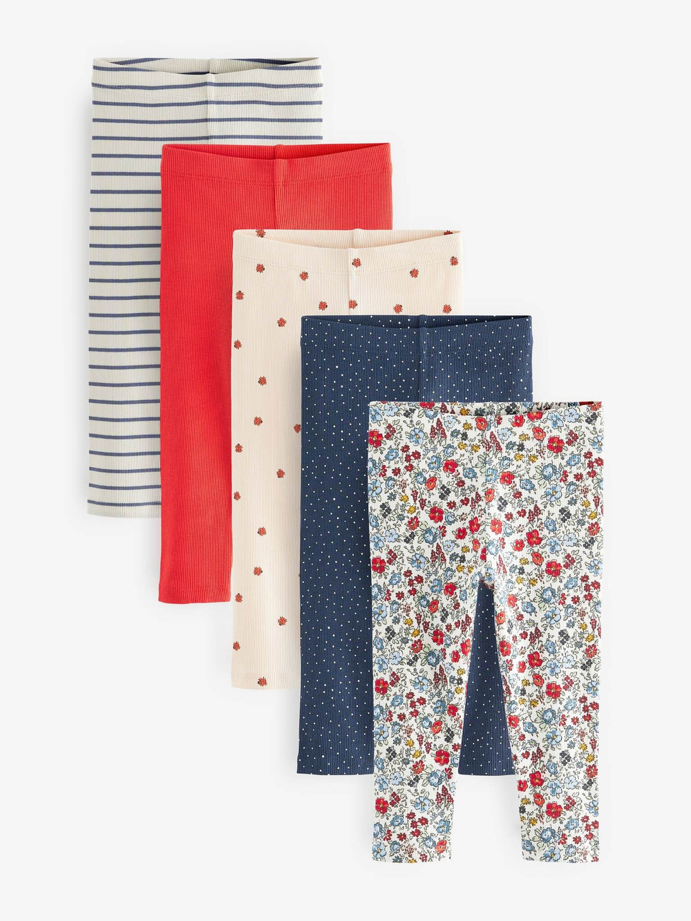 Легинсы для девочки Next 411-409, 5 шт., Бежевый, Синий, Красный