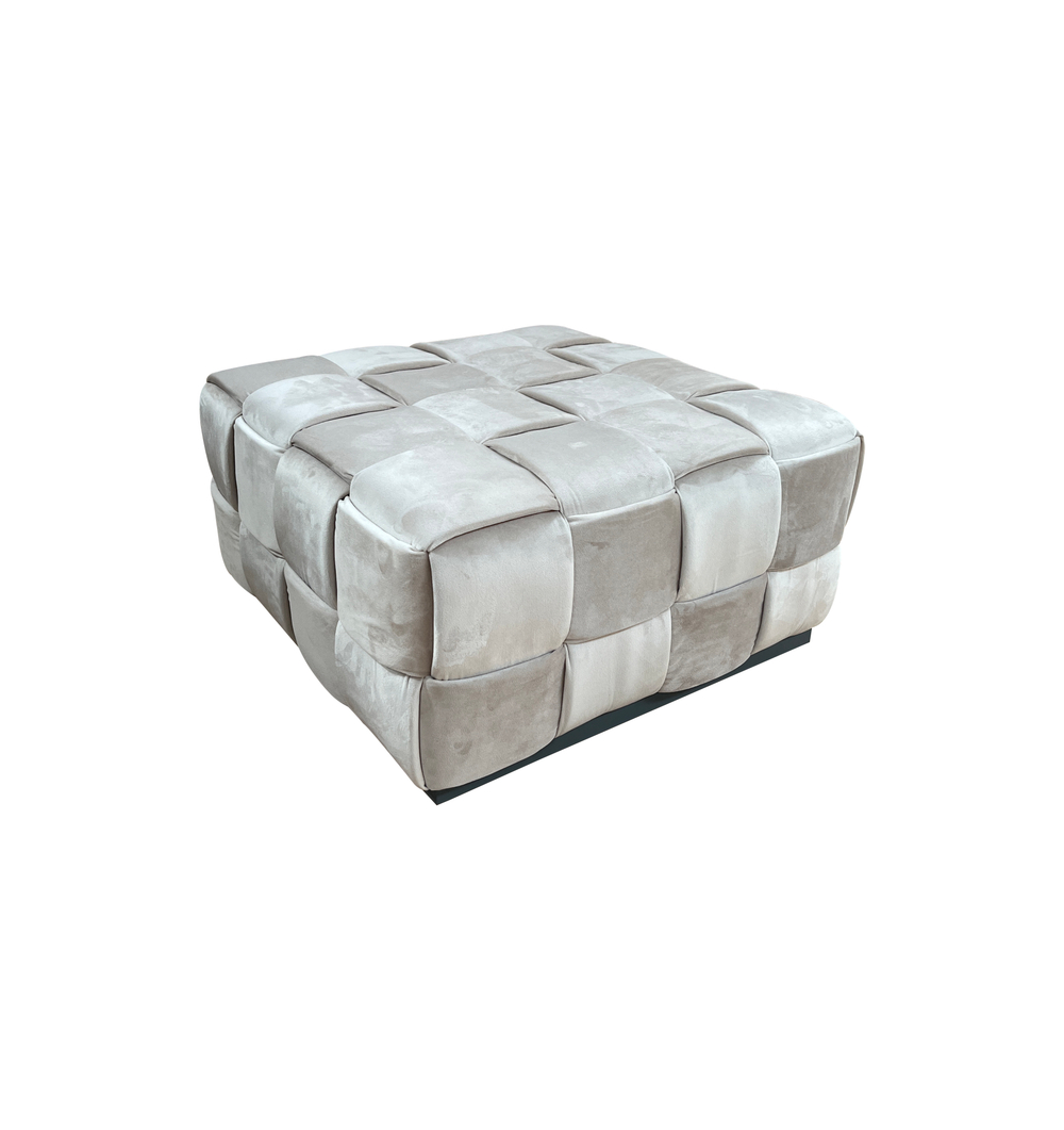 Пуф Garda Decor плетеный, велюр светло-бежевый 60*60*30 см
