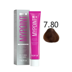 Перманентная крем-краска для волос Tefia Mypoint, цвет 7.80 блондин коричневый для седых волос