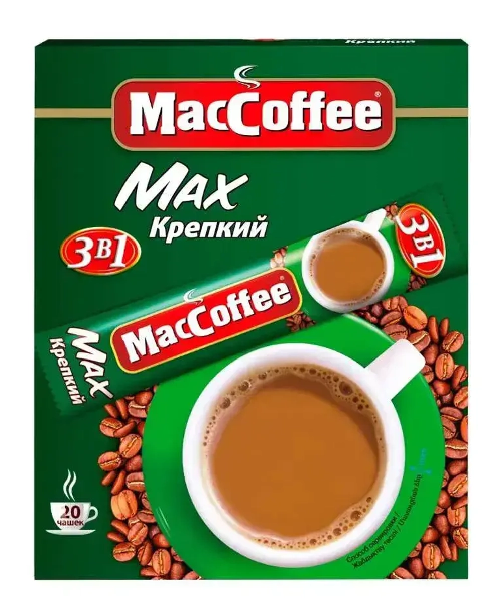 Кофейный напиток MacCoffee Maх, 3 в 1, Крепкий, 20 шт
