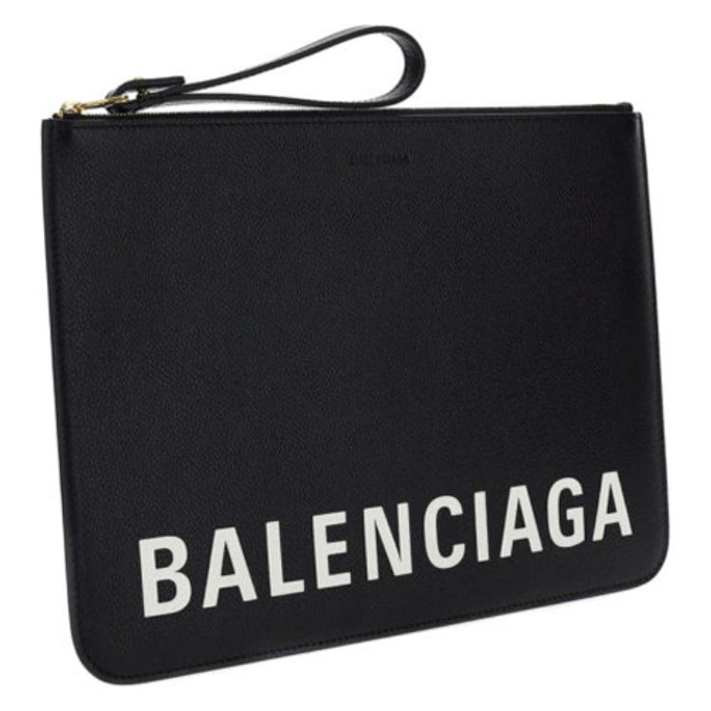 Balenciaga Grain Leather Clutch Women"s Black