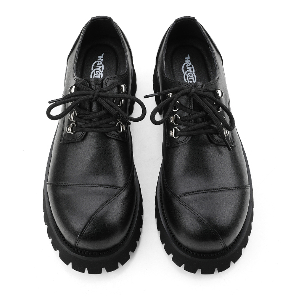 HANQIAORIJI Black Blood Collection Cow Split Leather Casual Leather Shoes Unisex Black