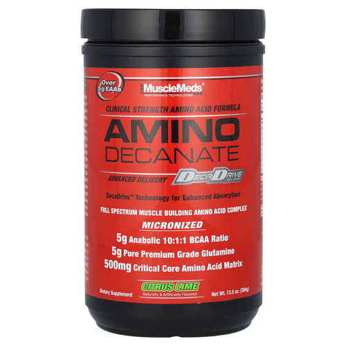 MuscleMeds, аминокислотный деканат, с цитрусовым вкусом и лаймом, 384 г (13,5 унции)