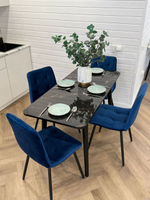 Кухонный раздвижной стол "Черный мрамор Марквина" и 4 стула Дублин